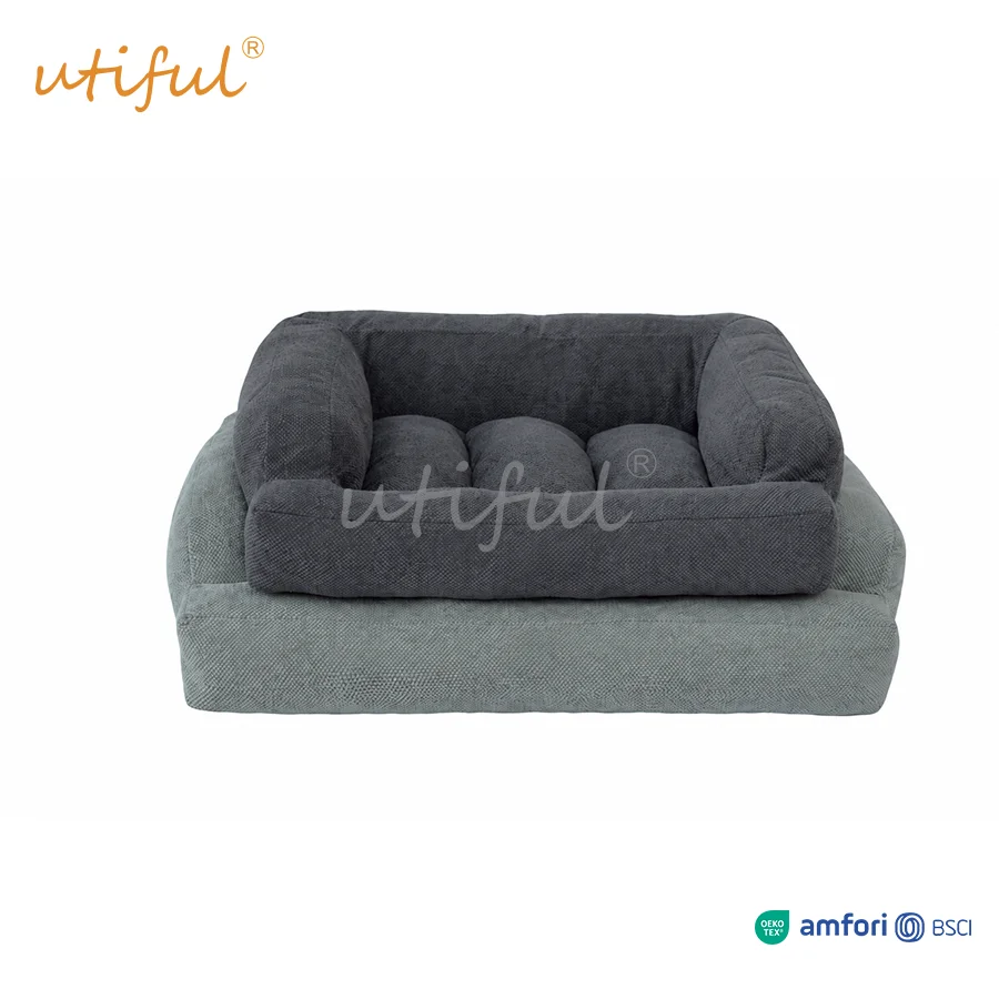Tufted Rectangle Bolster Dog Bed | UT11010