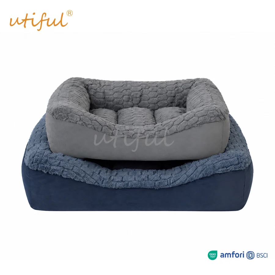 Two-Tone Textured Bolster Pet Bed | UT11022